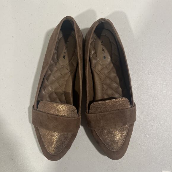 Birdies Shoes - Birdie Women's Loafer Tan Suede Shimmer 7.5 Business Comfort Preppy Work Casual